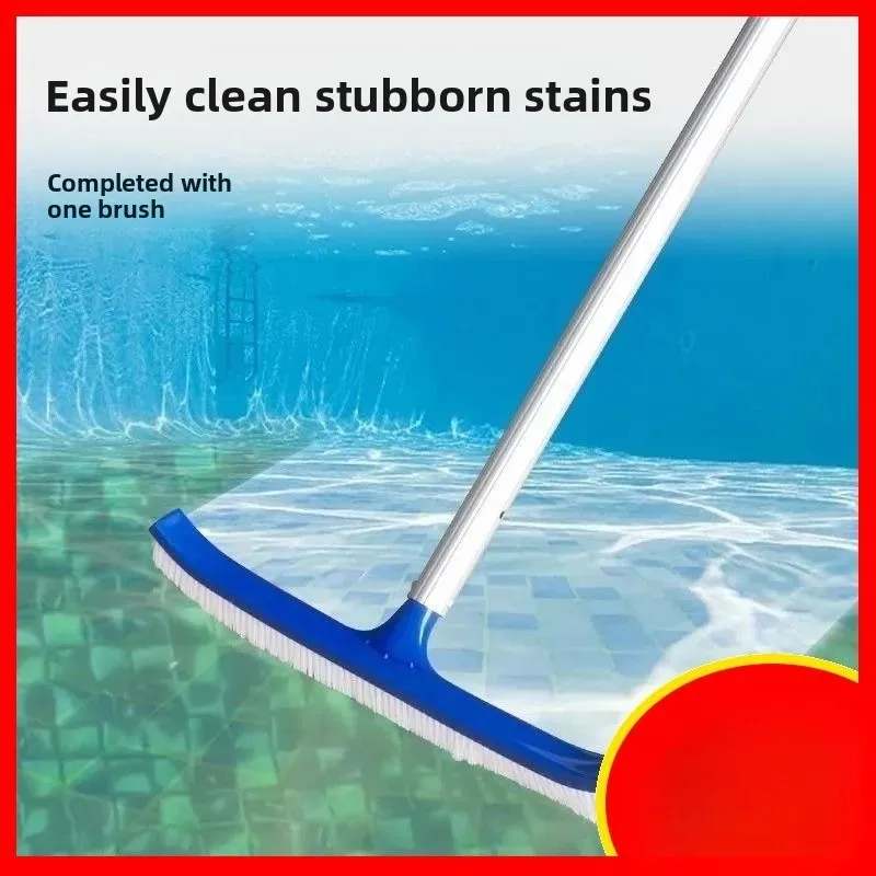 Cepillo de limpieza para piscina, varilla telescópica de mango largo para piscina de peces, mango de aluminio, cepillo para pegamento, cepillo para piscina de acero inoxidable