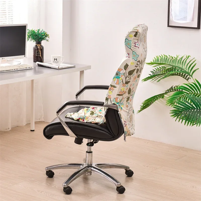 Geometric Universal Office Chair Covers Floral Printed Computer Chairs Cover Non Slip Rotating Gaming Armchair Case Protector