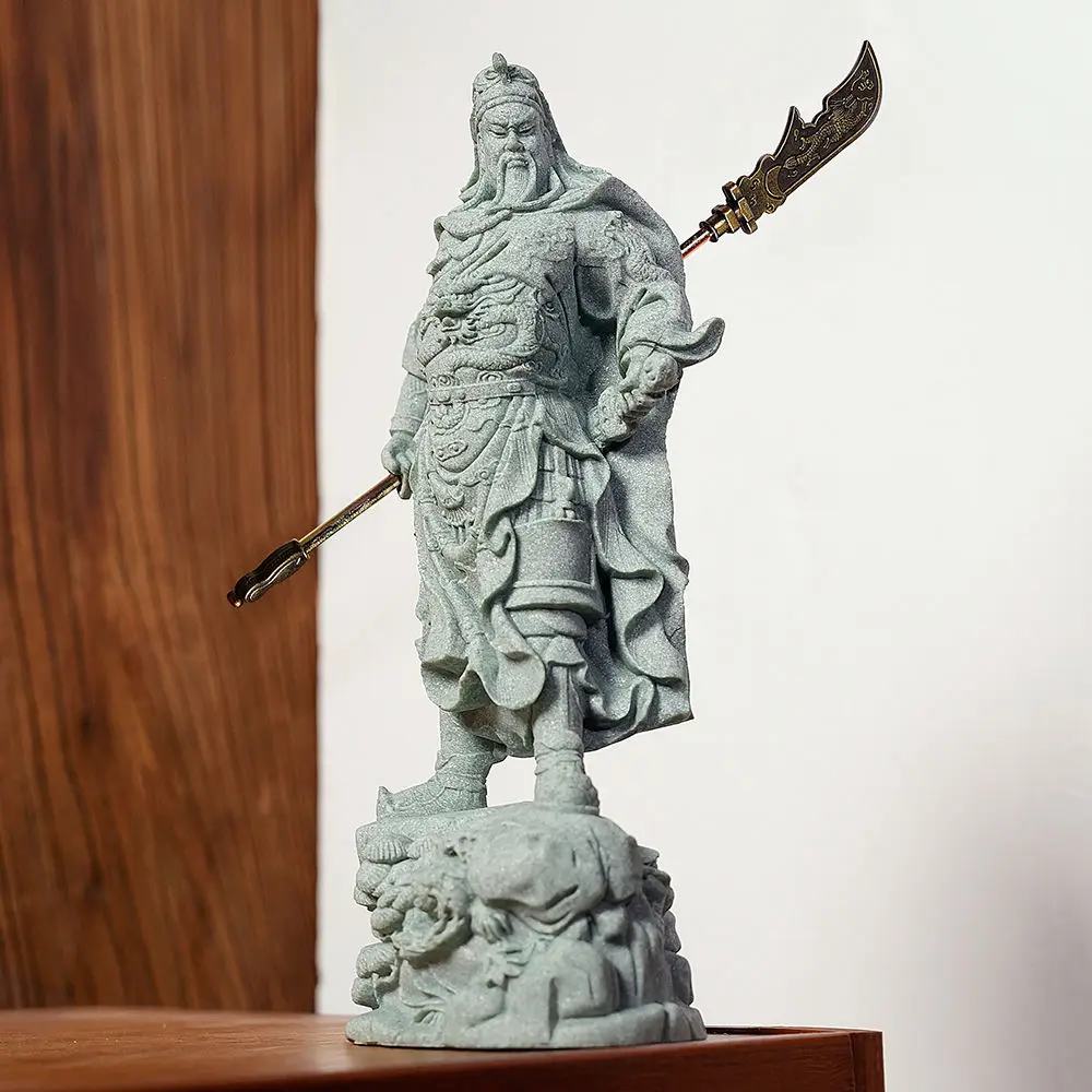 China Three Kingdoms Shu Guan Yu Guan Yunchang stone carving crafts living room entrance porch table decoration