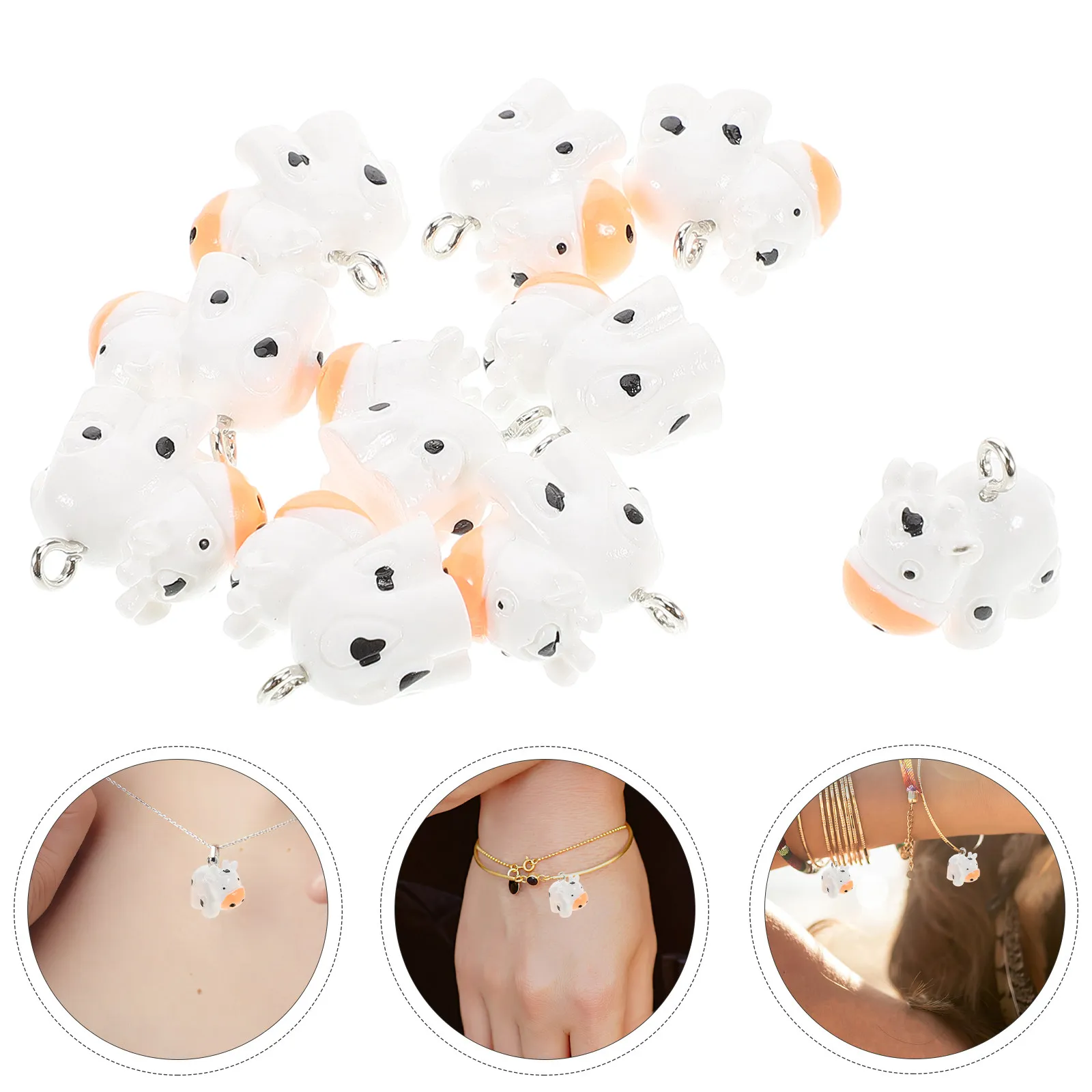 

10Pcs Cute Cow Pendants Resin Charms for DIY Jewelry Making Animal Necklace Bracelet Mini Cow Beads Resin Earrings Decors