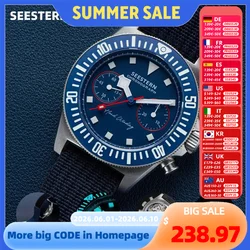 SEESTERN Chronograph Man of Watch Mechanical Tianjin ST1901 Movement Sapphire Wristwatches Nylon Sticker Strap Luminous Skeleton