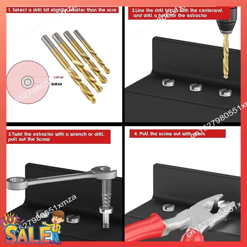 Set Rakitan Ekstraktor Bor Inci Pelepas Baut ABCL Set Rakitan Ekstraktor Sekrup Set Ekstraktor Sekrup Mudah Keluar Emas & Perak
