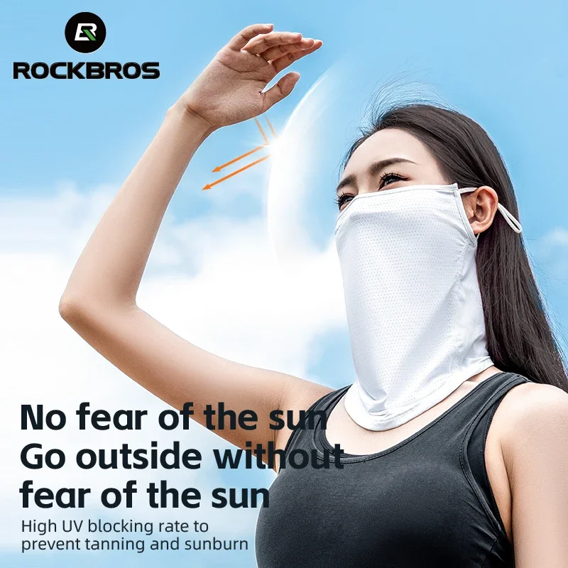 ROCKBROS Summer Mask Anti-UV Ice Silk Mask Quick-drying Face Cover Sunscreen Bandana Neck Protection Hanging Ear Scarf