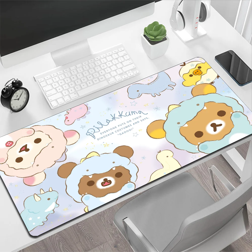 Grand tapis de souris mignon Rilakkuma, tapis de souris de jeu, PC Gamer, ordinateur, sous-marin, média, clavier, bureau, polymères