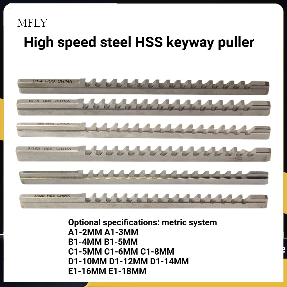Keyway Broach A1-2/A1-3/B1-4/B1-5/C1-5/C1-6/C1-8/D1-10/D1-12/D1-14/E1-16/E1-18MM High Speed Steel for CNC Cutting Machine Tool