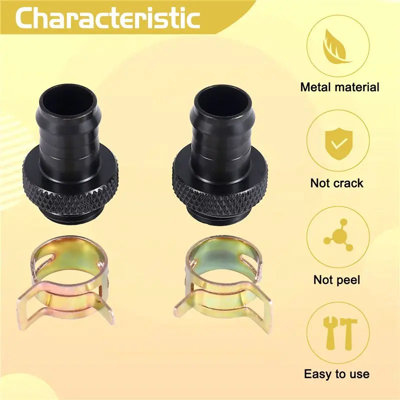 AY14 -2Pcs Barb Fitting Computer Water Cooling Radiator Copper Heatsinks Cooler Clamp For 3/8 Inch Id Tubing G1/4 Chromed Del