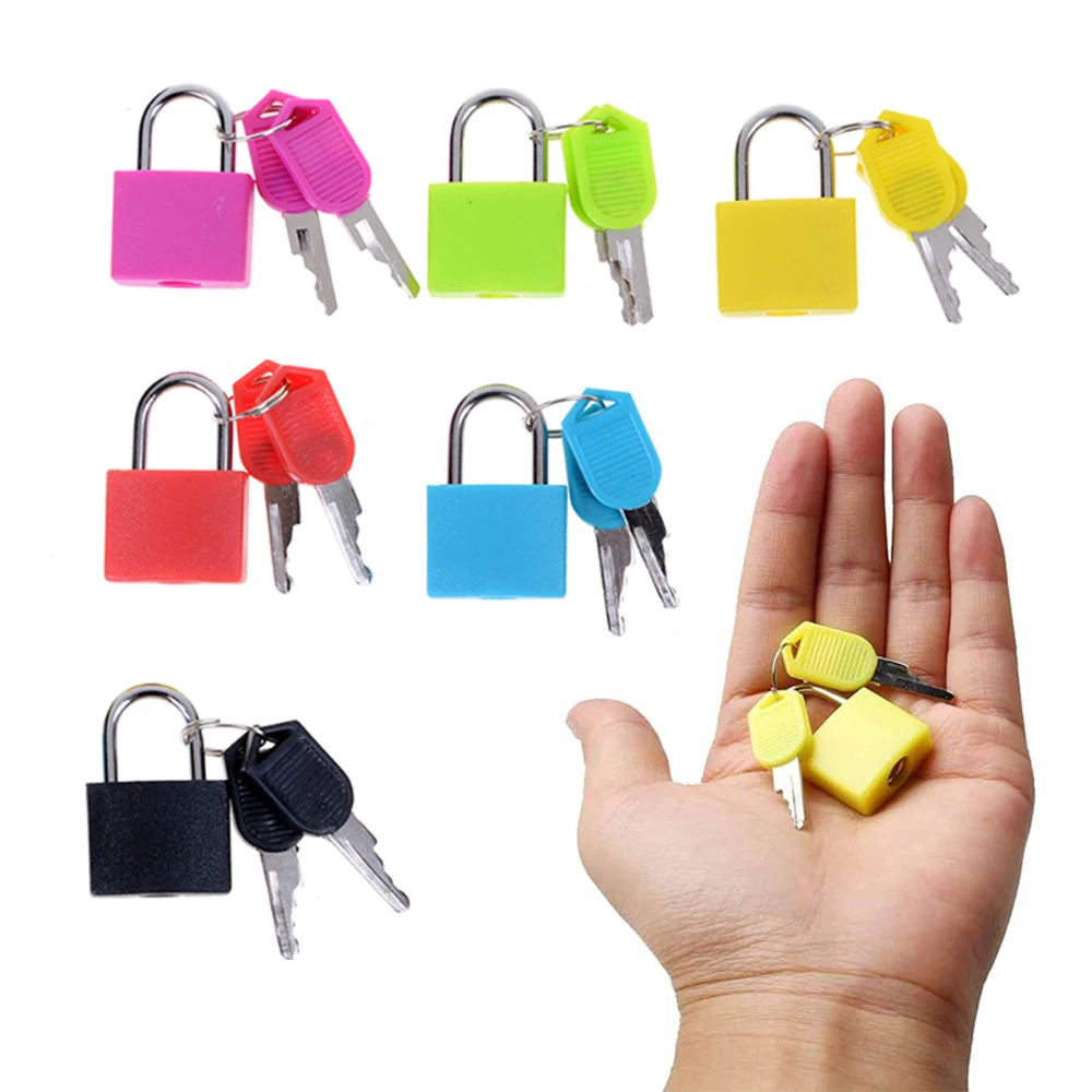 5pcs Small Mini Lock with 2 Keys Strong Steel Padlock Travel Suitcase Diary Plastic Case Drawer Luggage Locks Decoration