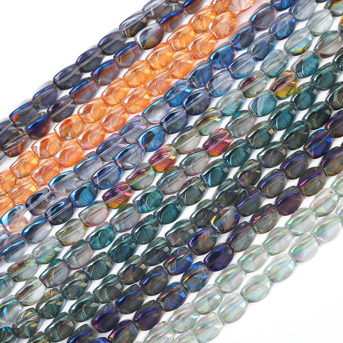 10 Stück 9x12mm Spezielle Glänzende Farbige Kristallglasperlen Gedrehte Geometrische Perlen für Halsketten Armbänder DIY Schmuckherstellung – Detail 4
