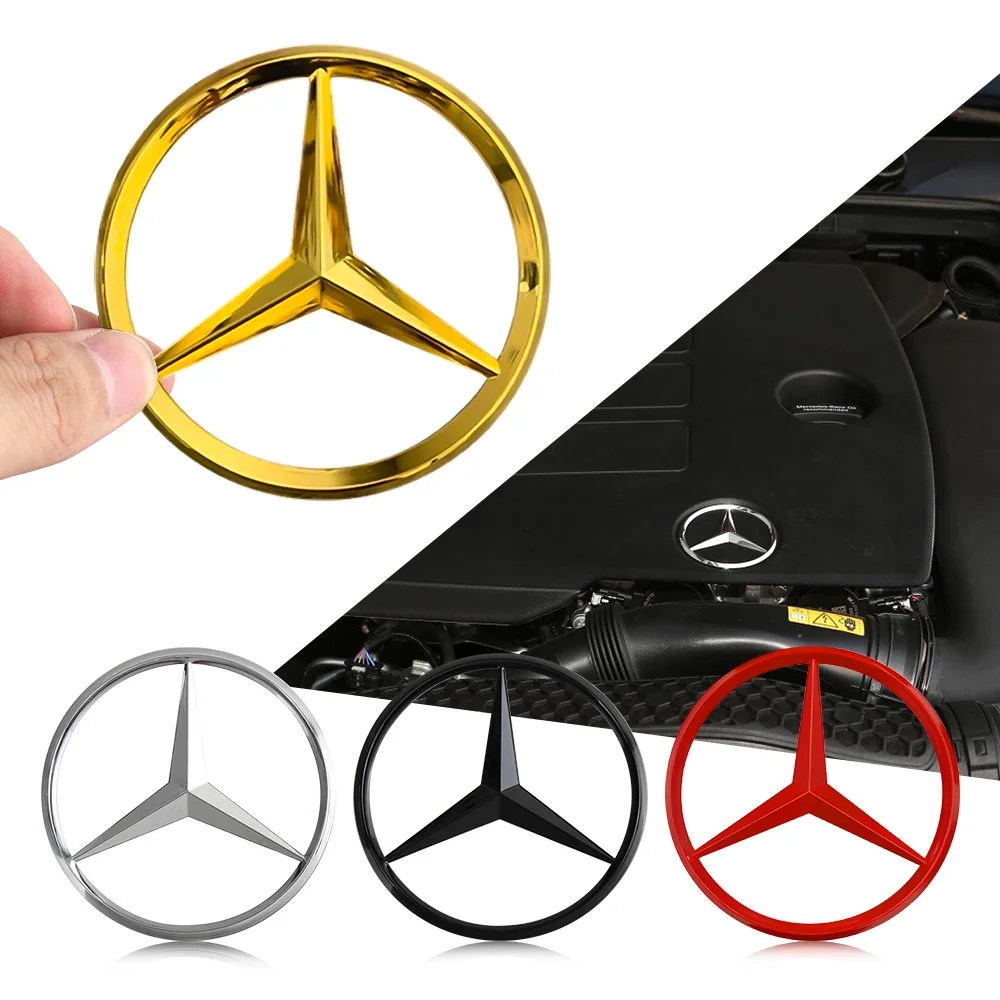 70MM Metal Car Engine Hood Badge Logo Auto Engine Hoods Sticker Accessories For Mercedes Benz W108 W124 W126 W140 W168 W169 W213