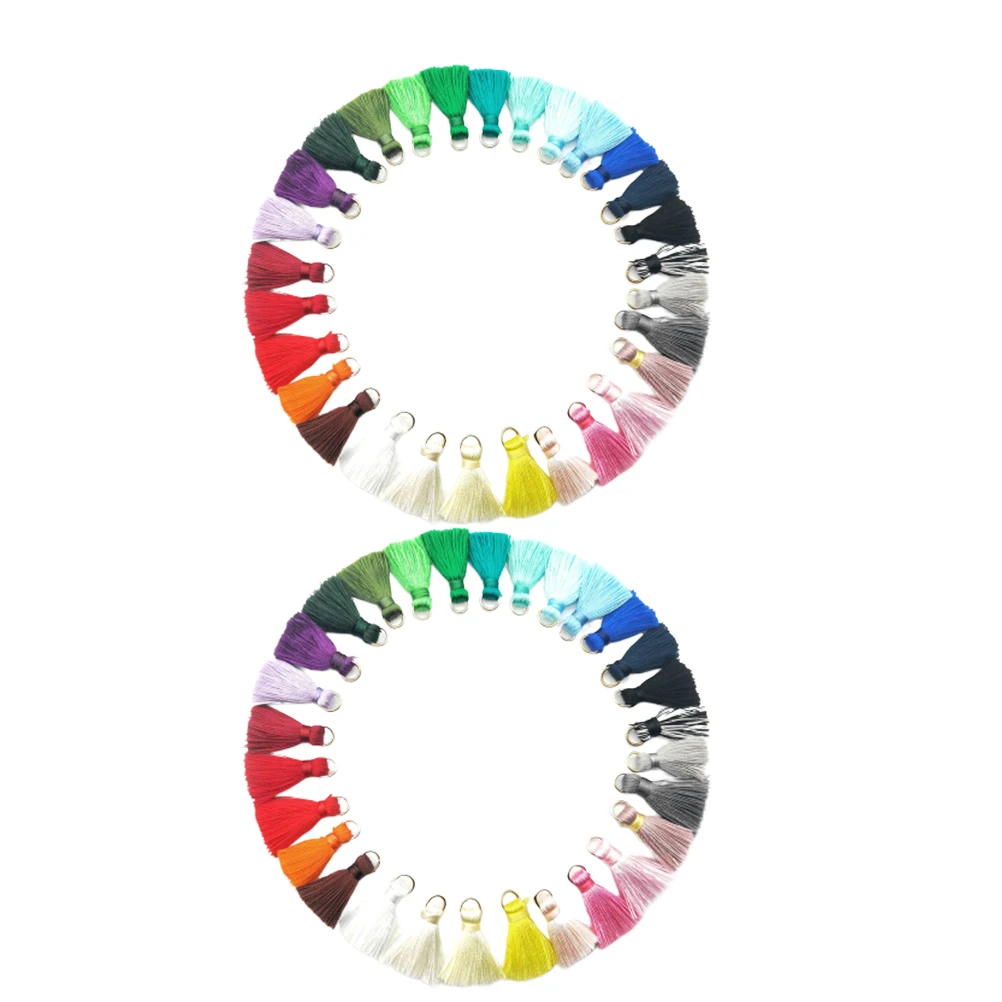 

60 pcs Earrings Accessories Colored Dangler Long Style Mini Tassel Jewelry Dangler Ring Bright Gifts Sewing Craft
