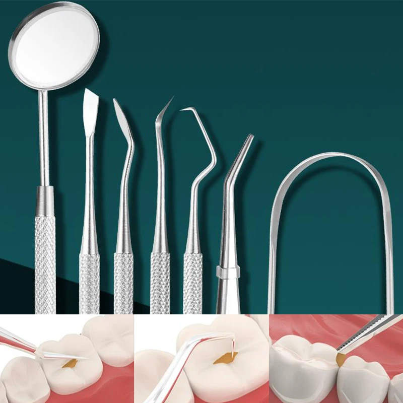 Edelstahl Zahnarzt Sauber Werkzeuge Dental Spiegel Doppel Sonde Sichel Hacke Zahn Reiniger Dental Werkzeug Produkte Mundpflege Kit