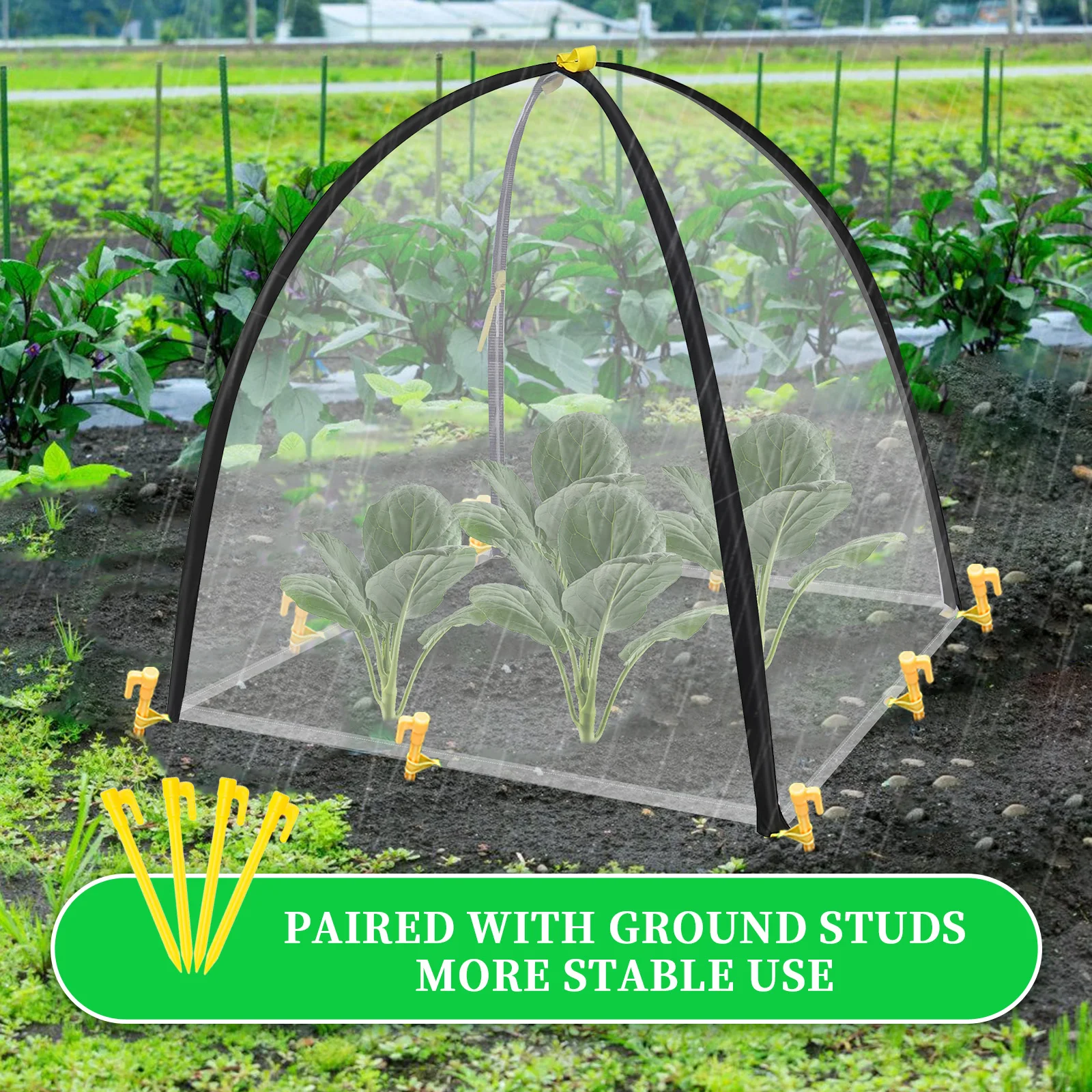 Premium Fiber Insect Netting with Steel Support Poles - An Effective Plant Protection Shield, a Breathable and Durable Pest Barr