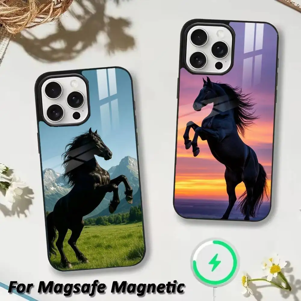 

Running Horse Phone Case For iPhone 17,16,15,14,13,12,Plus,Pro,Max for Magsafe Magnetic Wireless Charging