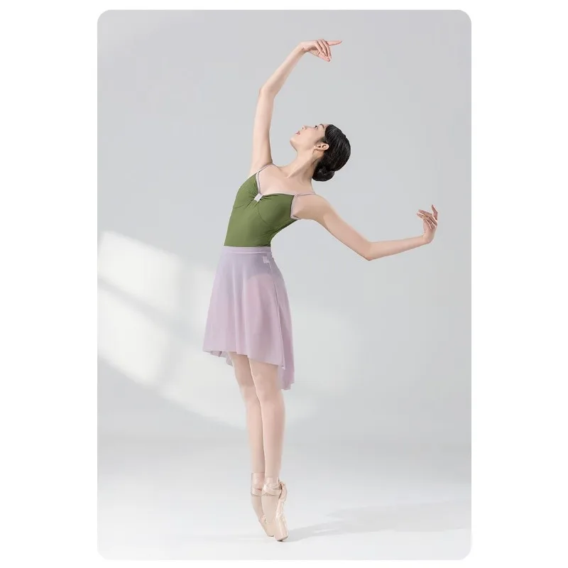 تنورة رقص باليه للسيدات، فستان أداء باليه شبكي مرن بطول f من AIDance مناسب للياقة البدنية #5