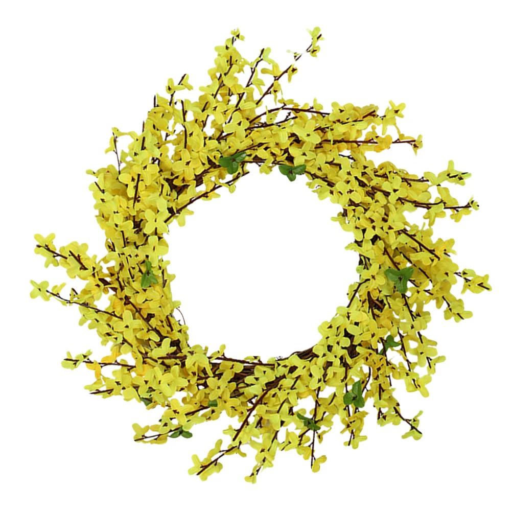 

Simulated Forsythia Wreath Handmade Floral Garland Home Decor Realistic Texture Romantic Country Style Indoor Outdoor