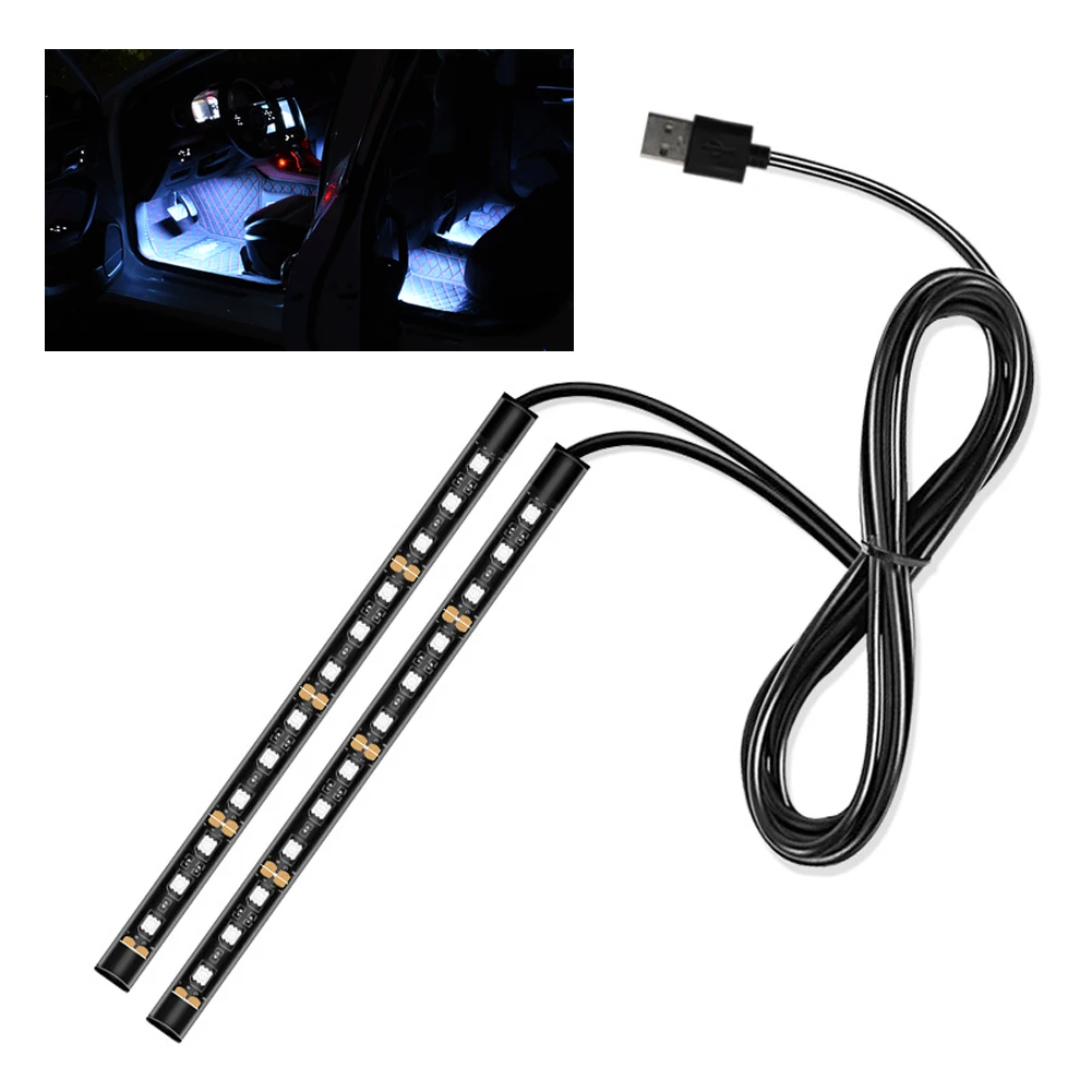 Led Bar Car Interior Backlight Ambient Mood Foot Light With Cigarette Lighter Decorative Atmosphere Lamp Auto Accessories 12v