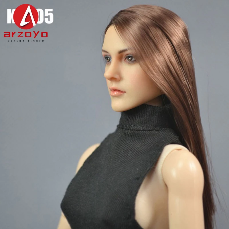 1/6 スケール KIMI TOYS KT005 女性ヨーロッパ系アメリカ人ブラウンロングヘアガールヘッドスカルプトフィット 12 ''TBLeague Phicen ボディアクションフィギュア