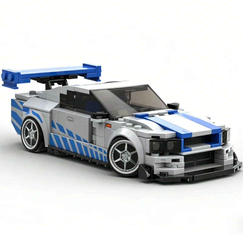 Furious Movies Model MOC Building Bricks R34 Sports Car Modular Technology Gifts Holiday Assemble Children Toys Suit
