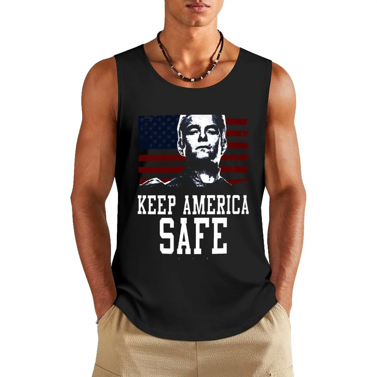 

Homelander Keep America Safe Tank Top fitness bodybuilding for men Men's gym t-shirts