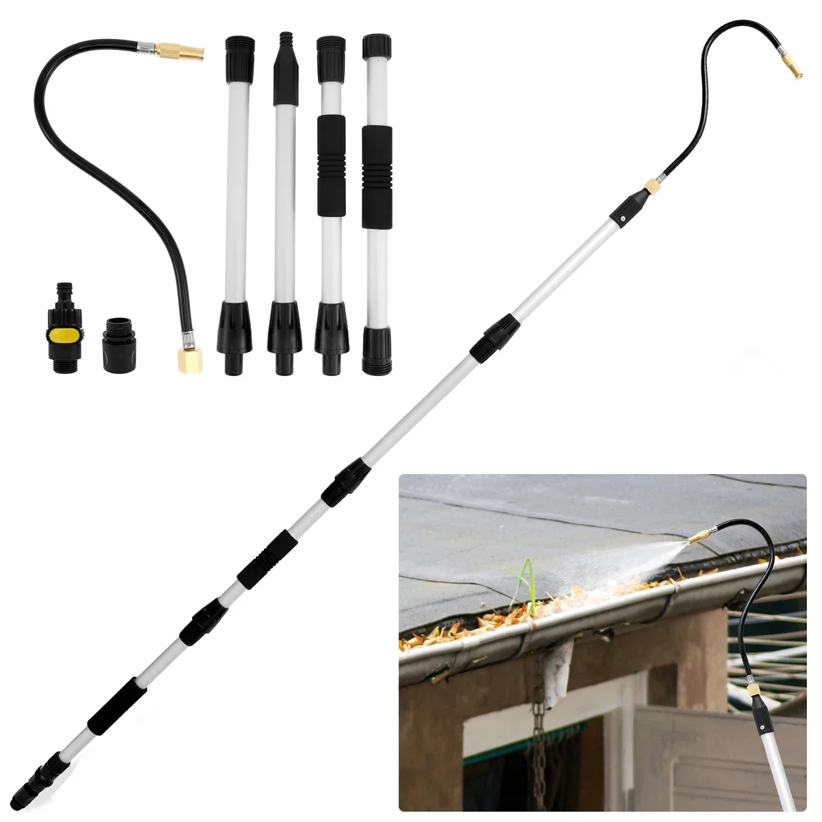 Bendable High pressure washer nozzle 3/4Inch threaded with Extension rod Roofing Gutter Cleaning Tool
