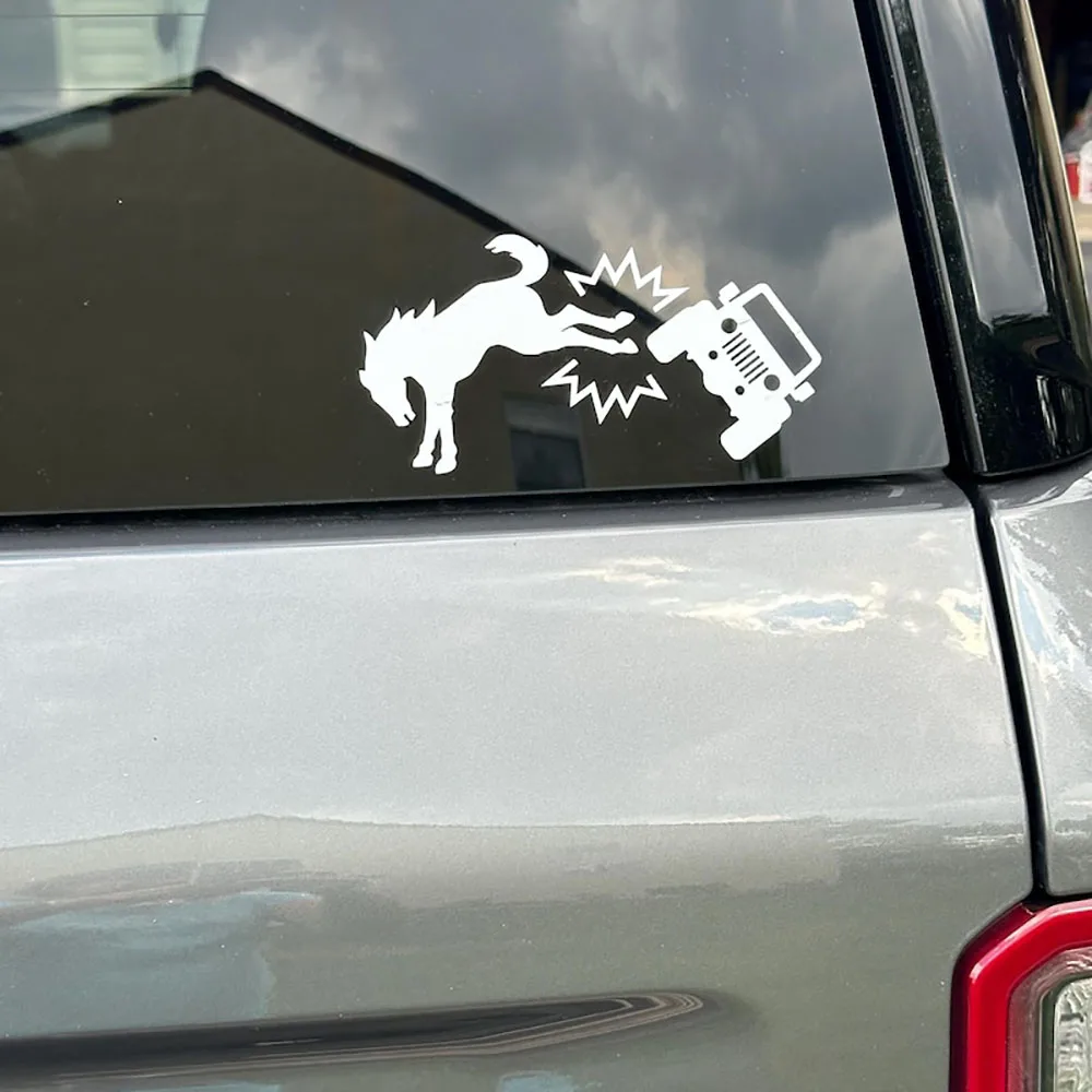 

Funny Bucking Kicking Car Bumper Stickers - Waterproof Die Cut Decals for Ford Bronco Decoration