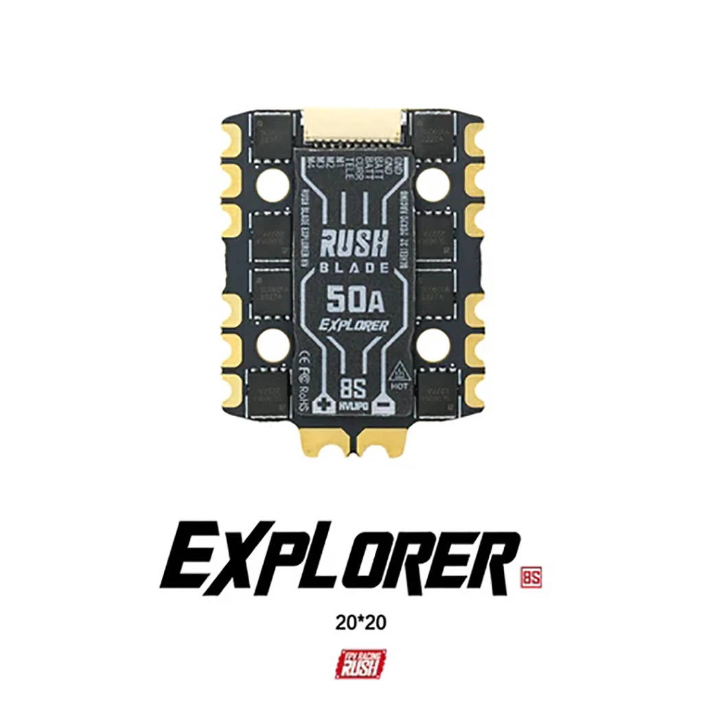 

RUSHFPV 50A EXPLORER 3S-8S 4in1 BLHELI32 ESC 20X20mm for FPV Drone