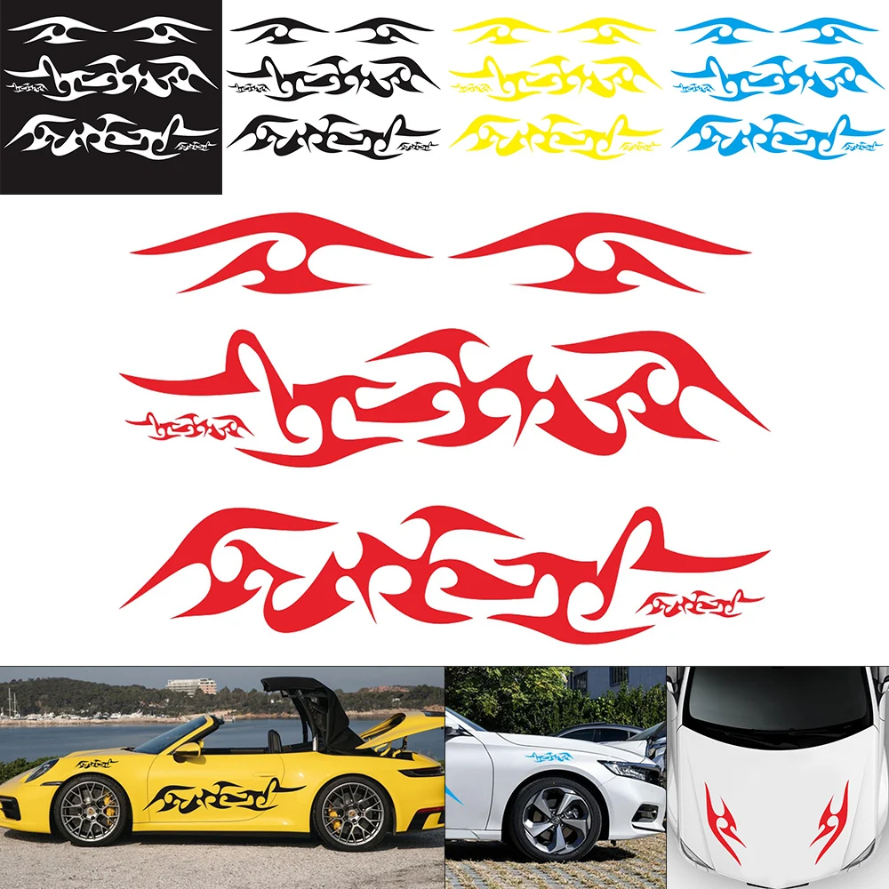 

6pcs/set PVC Flame Fire Pattern Car Stickers and Decals Creative Refit Car Racing Side Body Scratch Stickers