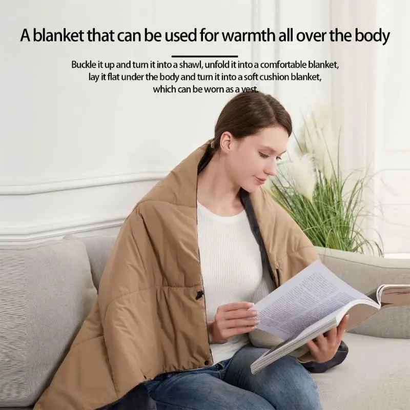 Heated Vest Electric Blanket Wearable Fleece Lined Heating Pad With Temperature For Indoor Outdoor Use Machine Washable B03E - Image 2