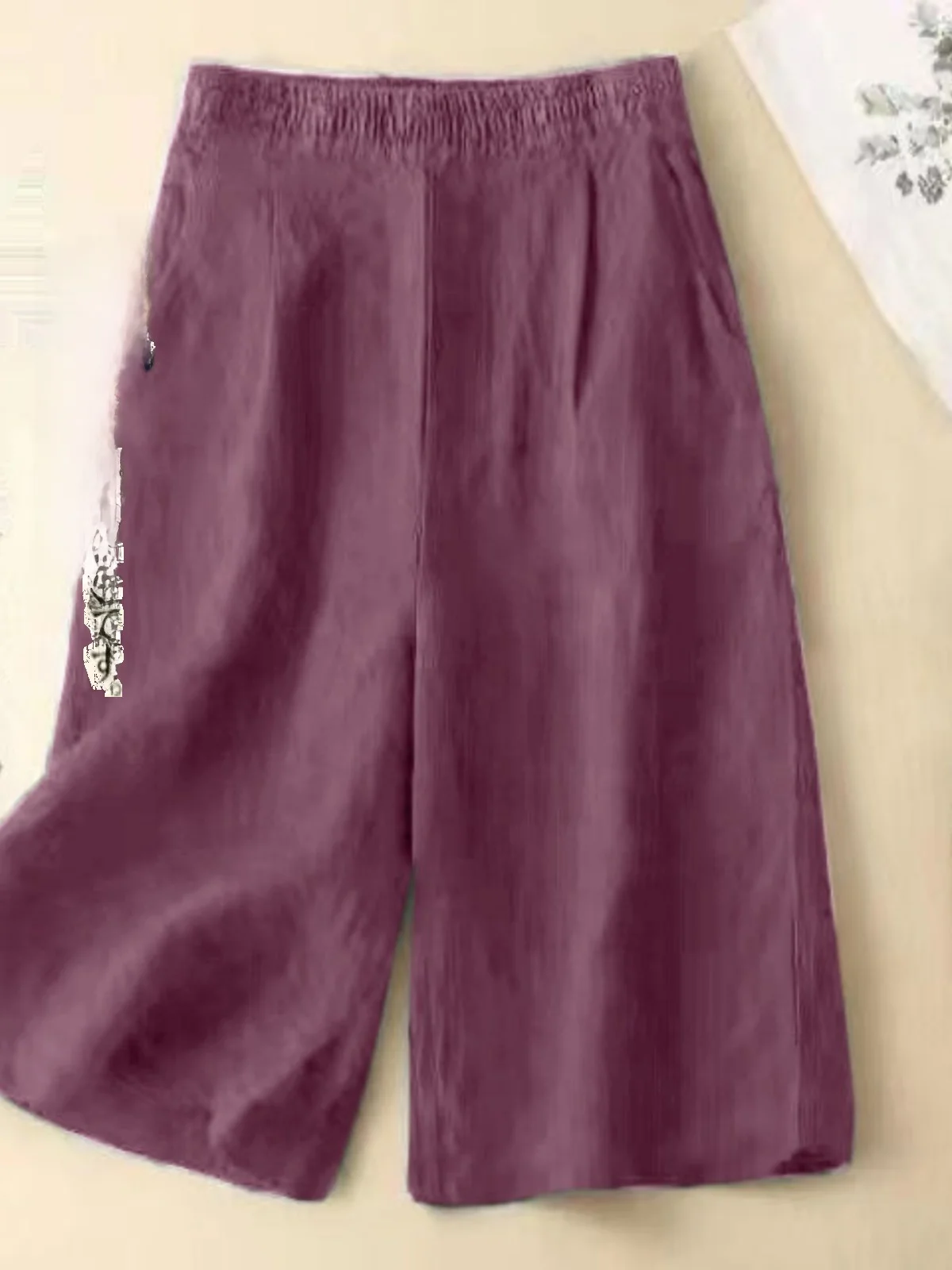 

plus Size Cotton Linen ort Pants Women Spring Summer Loose Slimming Straight Leg Wide Leg Five Inch Pants Pear ape Body