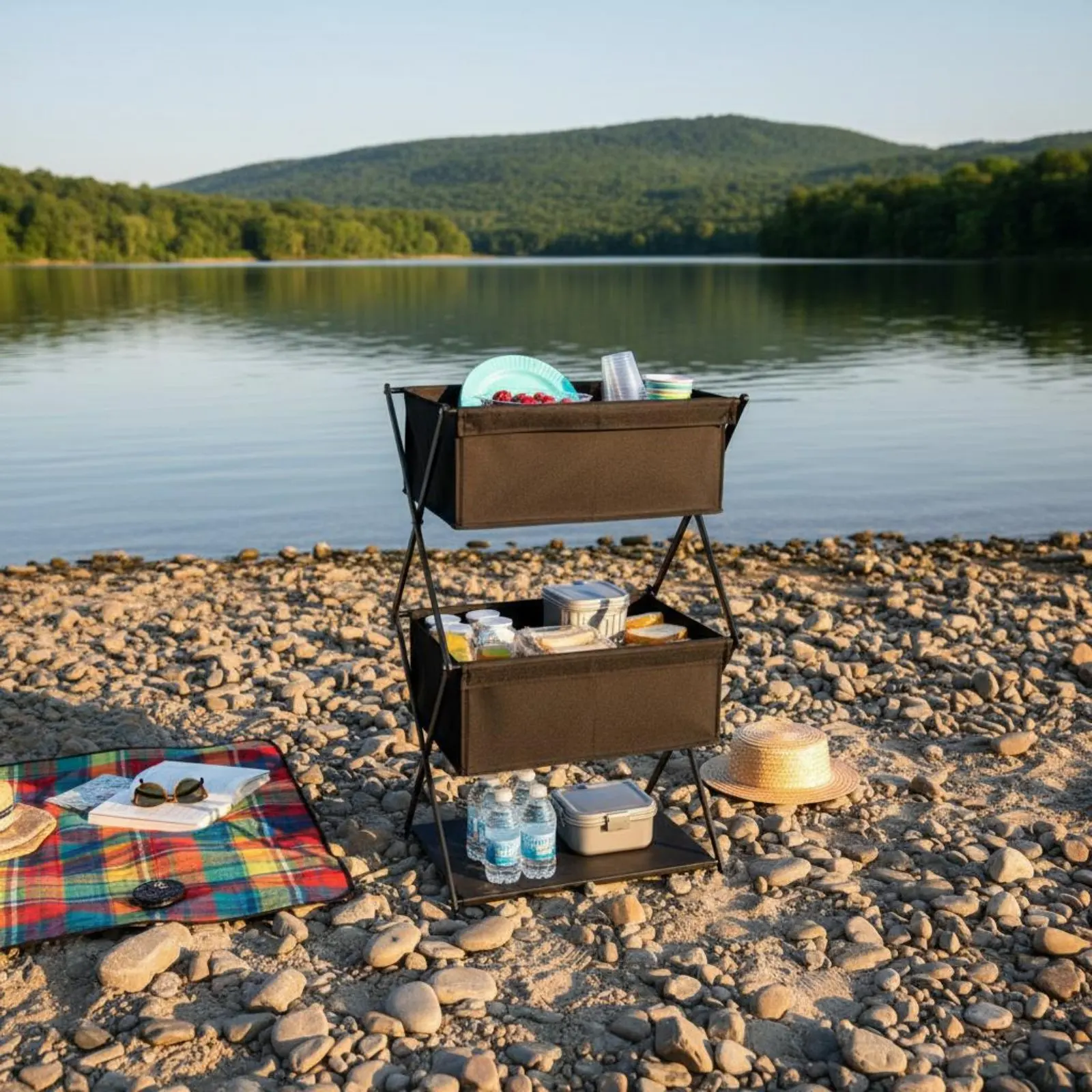 3-tier-camping-rack-foldable-portable-storage-shelf-foldable-organizer-stand-waterproof-textile-outdoor-gear