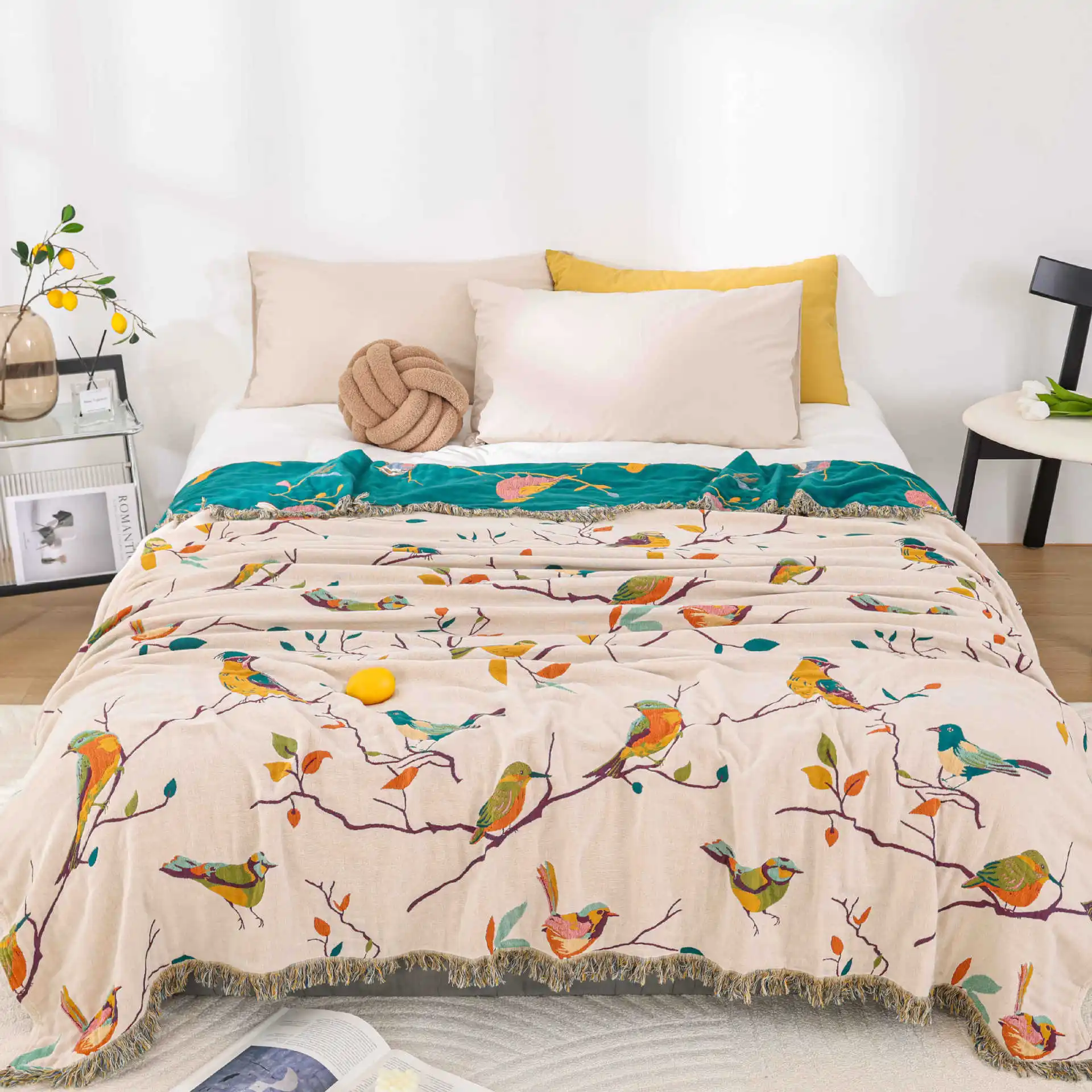 

Birds Flower Cotton Blanket Bedspread on the Sofa Beds 200*230 150*200 High Quality