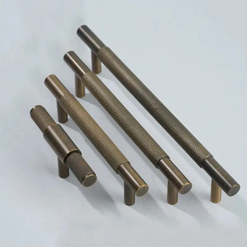 Retro 8PCS Solid Brass Knurled European Furniture Handles Drawer Knobs Cupboard Wardrobe Closet Dresser Cabinet Door Pulls Pens