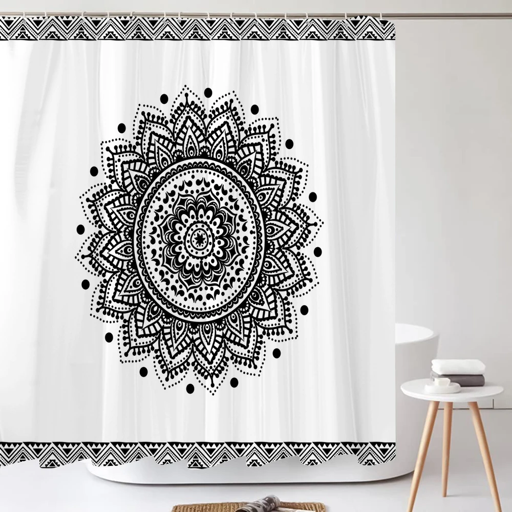 Bohemian style Shower Curtain Boho Mandala Print Design Aesthetic Bathroom Decor Washable Fabric Shower Curtains With Hooks