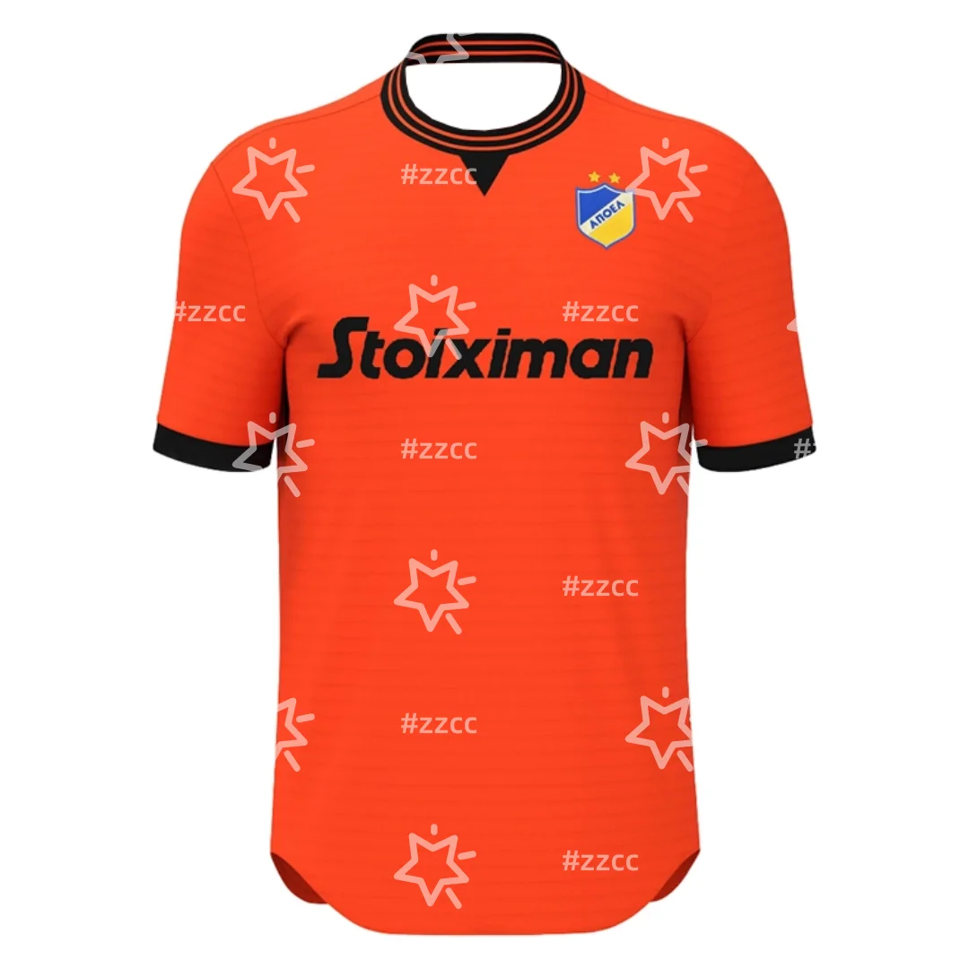 25-26 APOEL Nicosia home football jersey football fan gift training set Summer Sports Men's T-Shirt Kid's Tee beach T-shirt ﻿