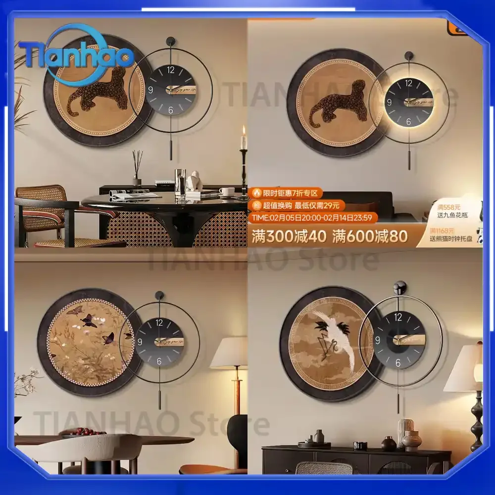 Vintage Leopard Wall Art for Restaurant Decor Retro American Dining Table Clock Painting French Style Elegant Dining Room