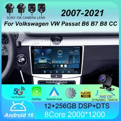 Android 16 Car Radio Carplay For Volkswagen VW Passat B6 B7 B8 CC 2007- 2021 Navigation GPS Multimedia Player WiFi+4G stereo BT