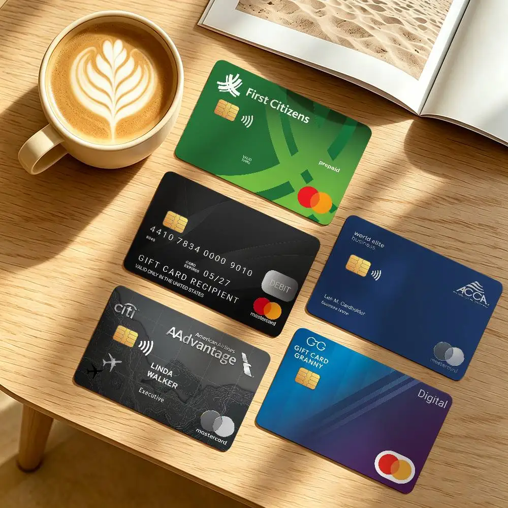 Autocollants de protection pour cartes de crédit M-MastercardS et cartes de transport en commun, imperméables, décoration de face de carte, 4 pièces
