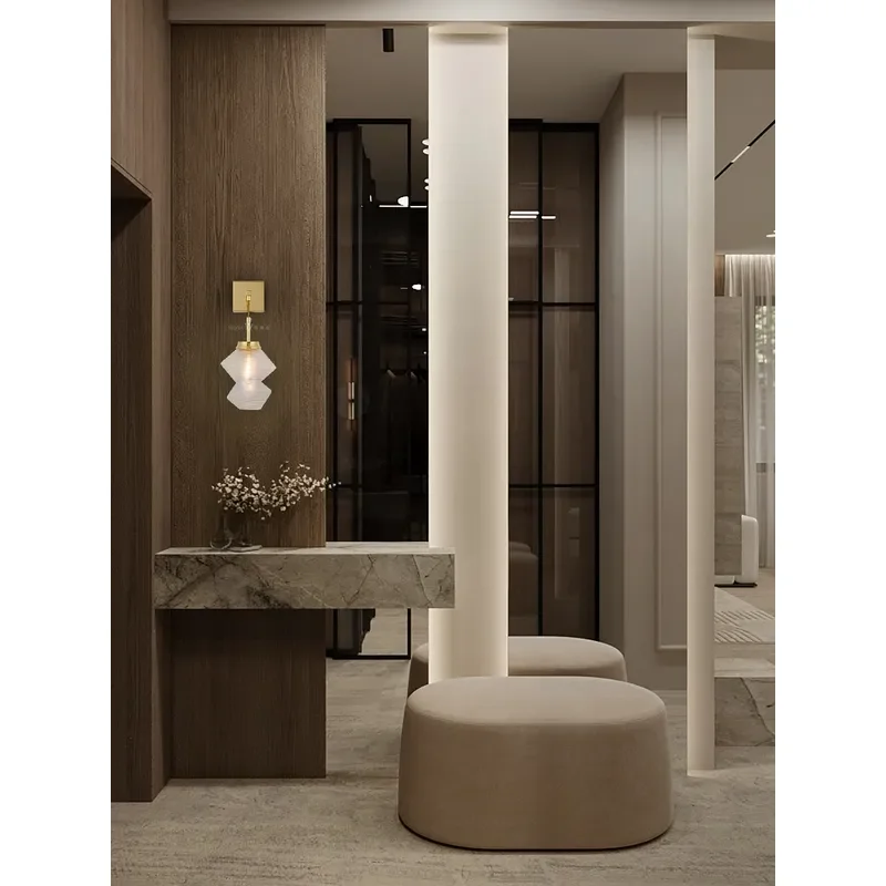 Modern Geometric Glass Wall Lamp Metal Fixture for Villa Hotel Bathroom Interior Decor Luxury Hand Blown Design Light Hand