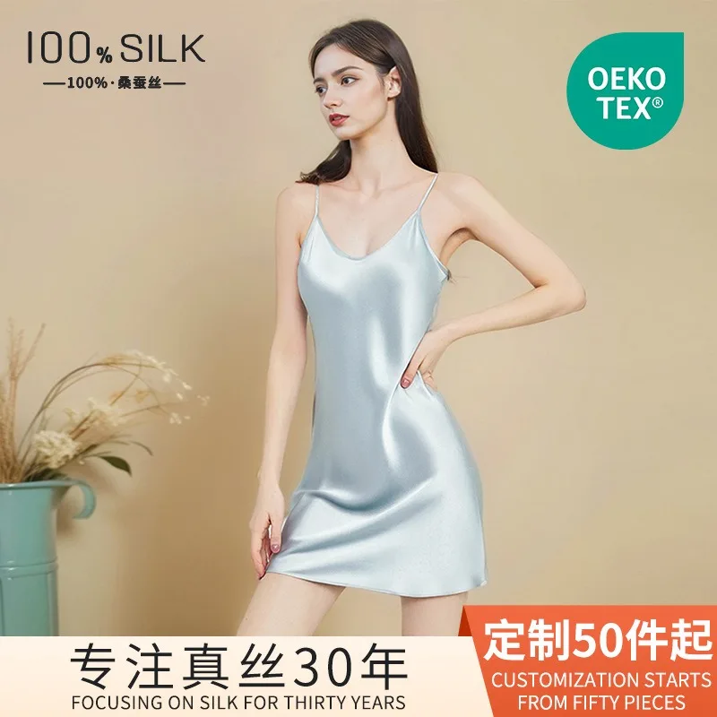

Элегантная женская ночная сорочка из 100% шелка тутового шелкопряда, домашняя одежда, сексуальное платье-комбинация в европейско-американском стиле, большие размеры, летнее платье, размер 4XL