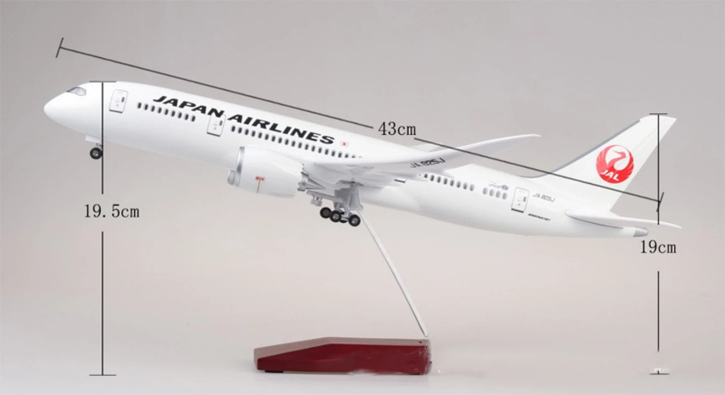 47cm avião modelo japão companhias aéreas 787 b787 avião escala 1:130 resina diecast brinquedo aviões com luz e rodas coleção