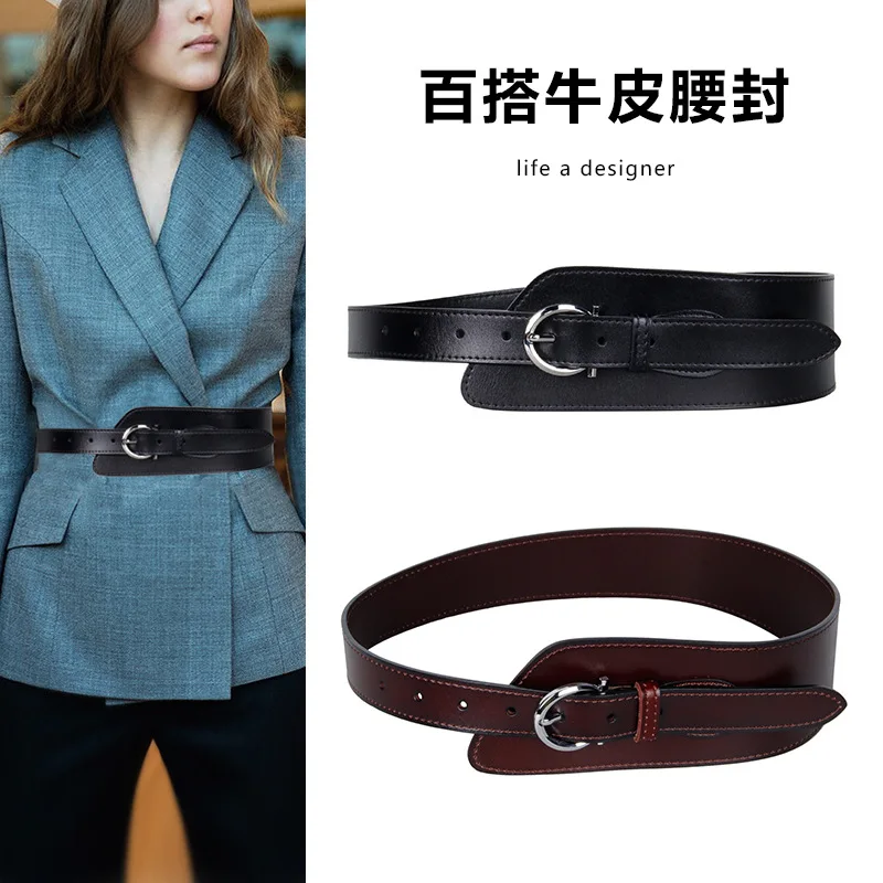 

Western Asymmetry Leather Women Waistband Belt Fashion Dress Coat Sweater Cummerbund for Ladies