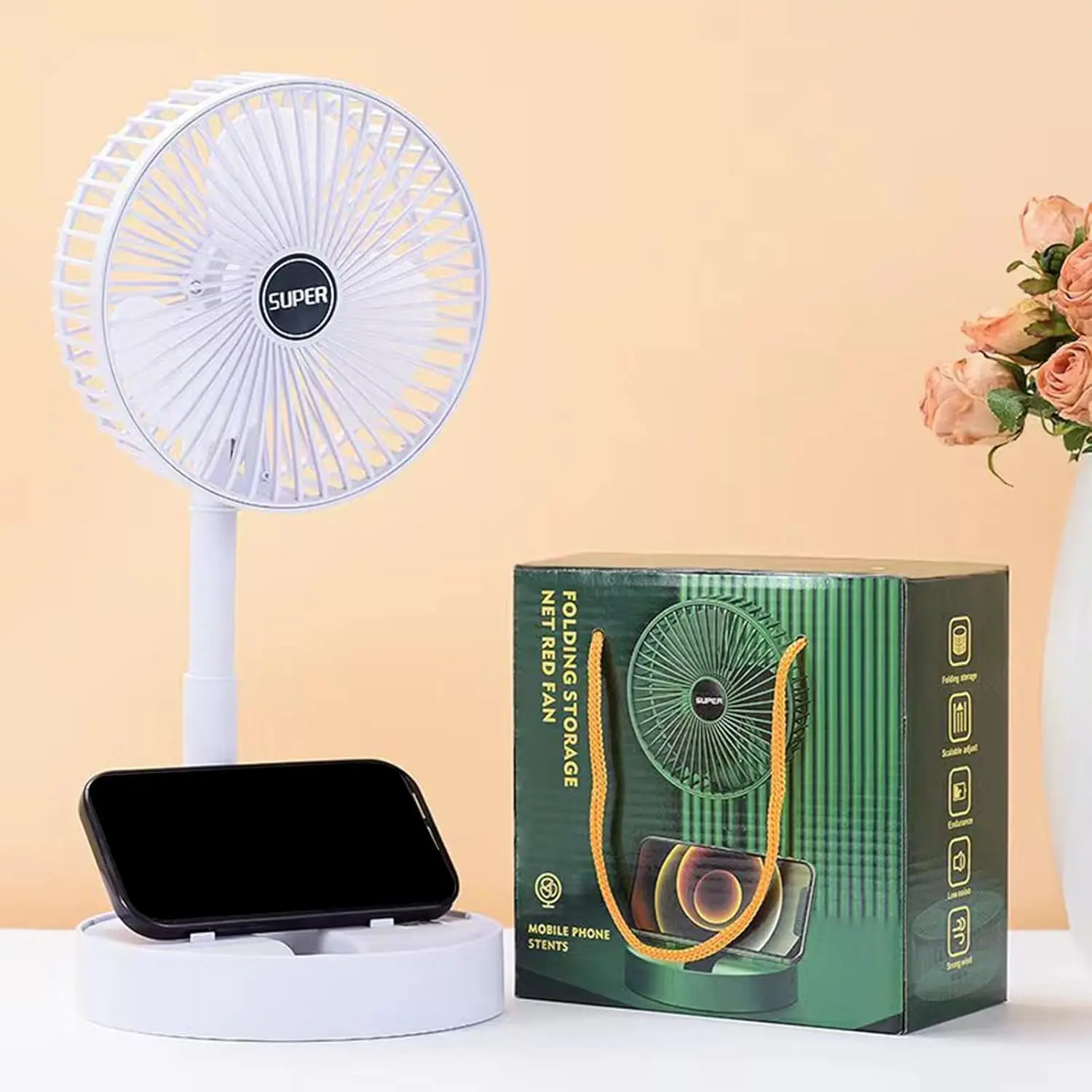 휴대용 팬 충전식 여행 친화적인 접이식 팬 야외용 경량 휴대용 공기 냉각기 USB 충전 디자인