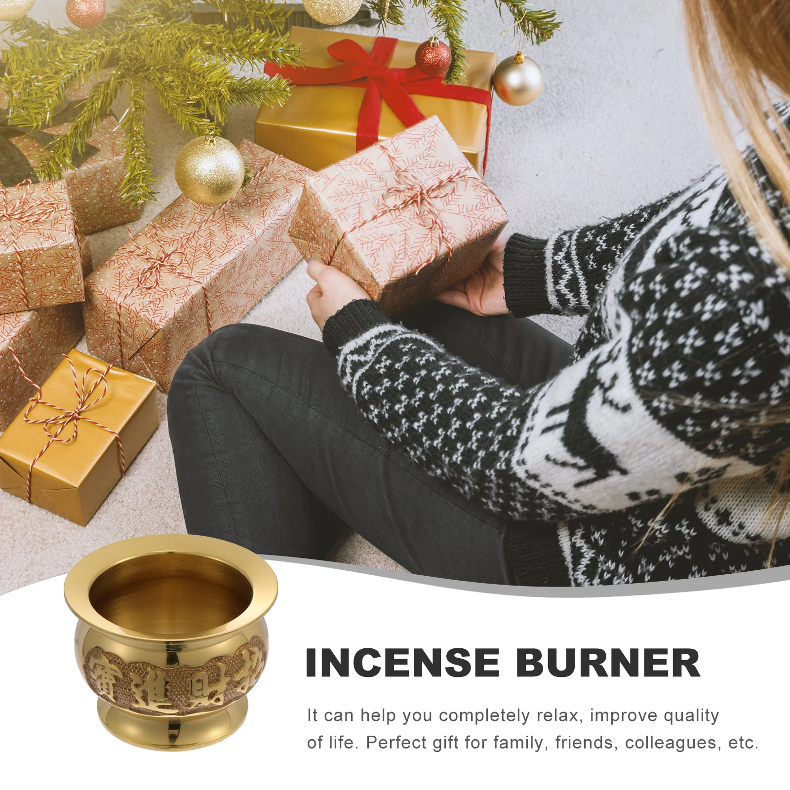 

1pc Copper Incense Burner Elegant Shaped Design Home Decor Aroma Relaxation Small Space Saving Premium Materials