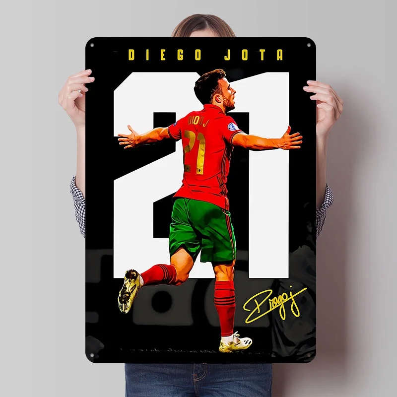Diego Jota National Soccer Poster Customized Vintage Metal Signs Wall Art Retro Tin Plaque for Decoration Bedroom House Interior