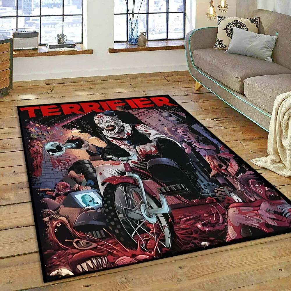 2025 New Style Terrifier 3 Horror Clown Movie Carpet Rug for Bedroom Living Room Home Sofa Decoration,kids Play Decor Floor Mat