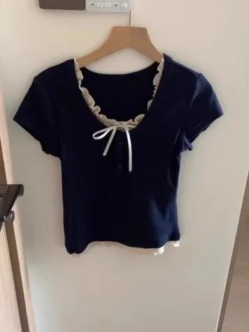 

Plus Size Chic ort Sve T-irt Women's Summer Slimming ort Sle Korean Version Soft Two-Piece oulder Length Casual Cotton Top