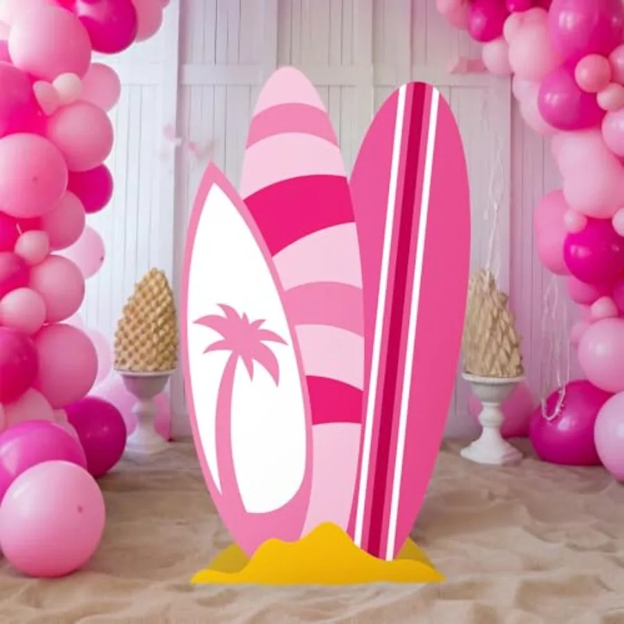 

Hawaiian Party Decorations Hot Pink Backdrop Cardboard Cutouts Decor Summer Pink Pool Party Photo Backdrop for Tropical Hawaiia