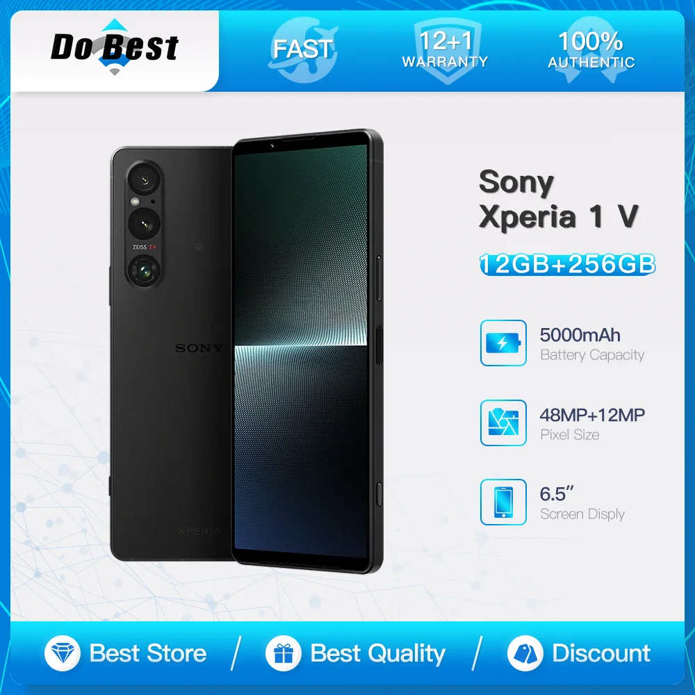 Мобильный телефон Sony Xperia 1 V 5G, 256 ГБ ПЗУ, 6,5 дюйма, OLED, восьмиядерный процессор Snapdragon 8Gen2, 12 ГБ ОЗУ, 256/512 ГБ ПЗУ, NFC, сотовый телефон Android
