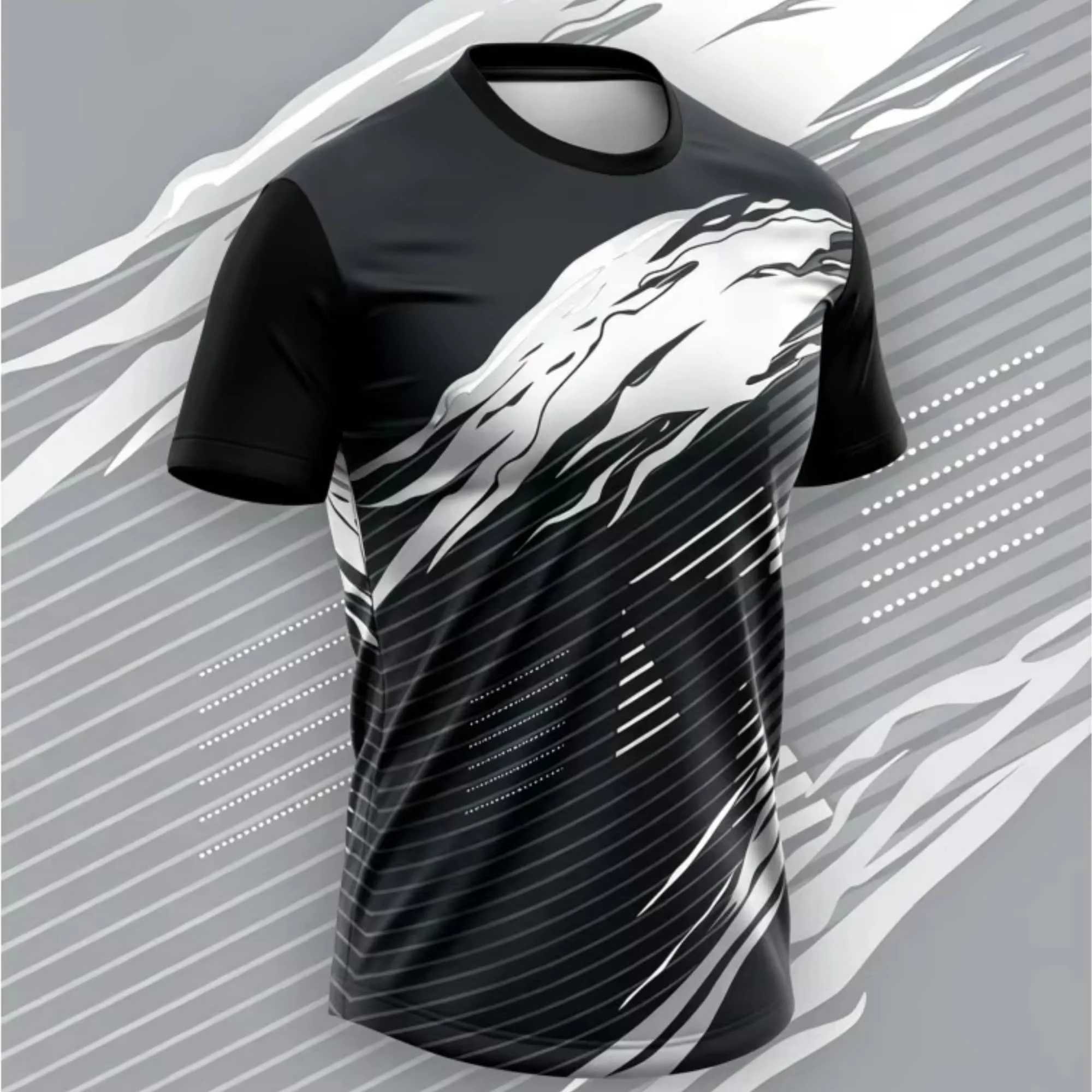 Simple Fashion 3D Print Gym T-shirt Man Outdoor Running Tee Badminton Sports Men's T Shirt Casual Top