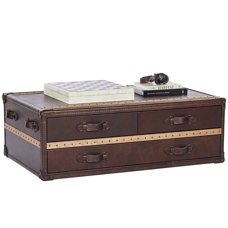 European-style antique suitcase, leather coffee table, American-style antique coffee table, bed and breakfast cigar